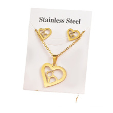 9 Style Good Quality Stainless Steel Necklace Geometry Stud Earrings Love Three -piece Suit Women's Jewelry Accessories